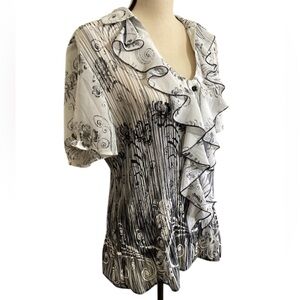 Dressbarn Black and White Ruffled Blouse